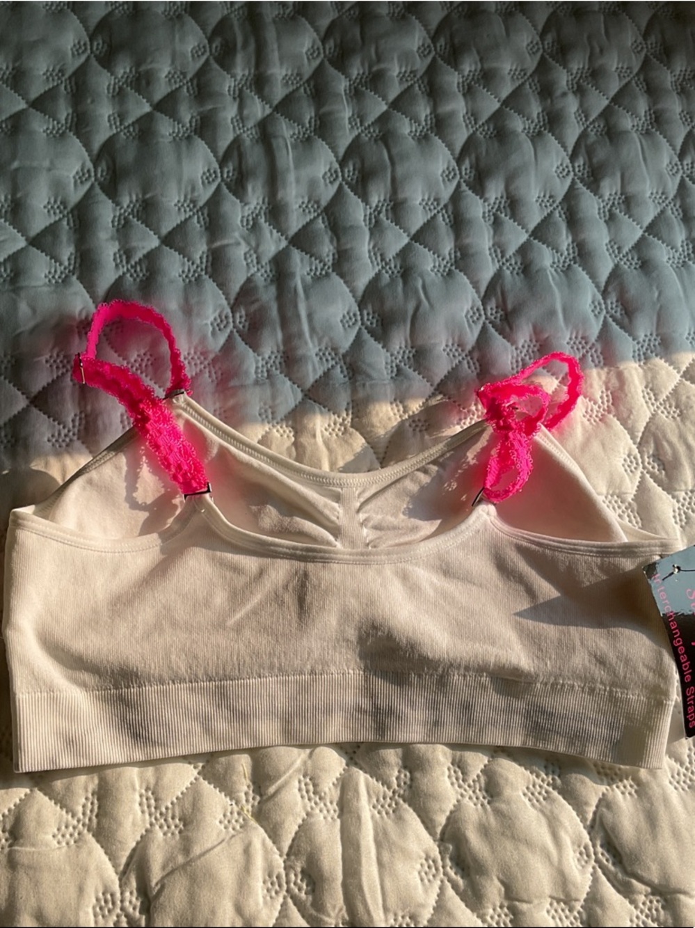 Bralette with Hot Pink Lace Straps - Picture 2 of 5